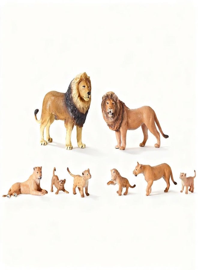 Keena 8PCS Realistic Lion Figurines with Lion Cubs, 2-8" Jungle Animals Figures Family Set Includes Baby Lions, Educational Toy Cake Toppers Christmas Birthday Gift for Kids Toddlers - Image 1